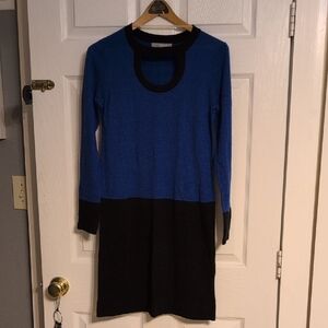 SD Collection Blue and Black Long Sleeve Dress